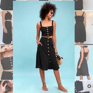 LuLus- Sweet as Ever Black Two-piece Midi Dress